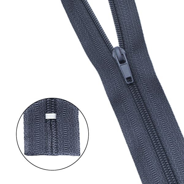 Молния спираль (витая) брючная Т4 (4 мм) 1 зам., н/раз., 18 см, автомат, цв.301 т.серый, 10 шт