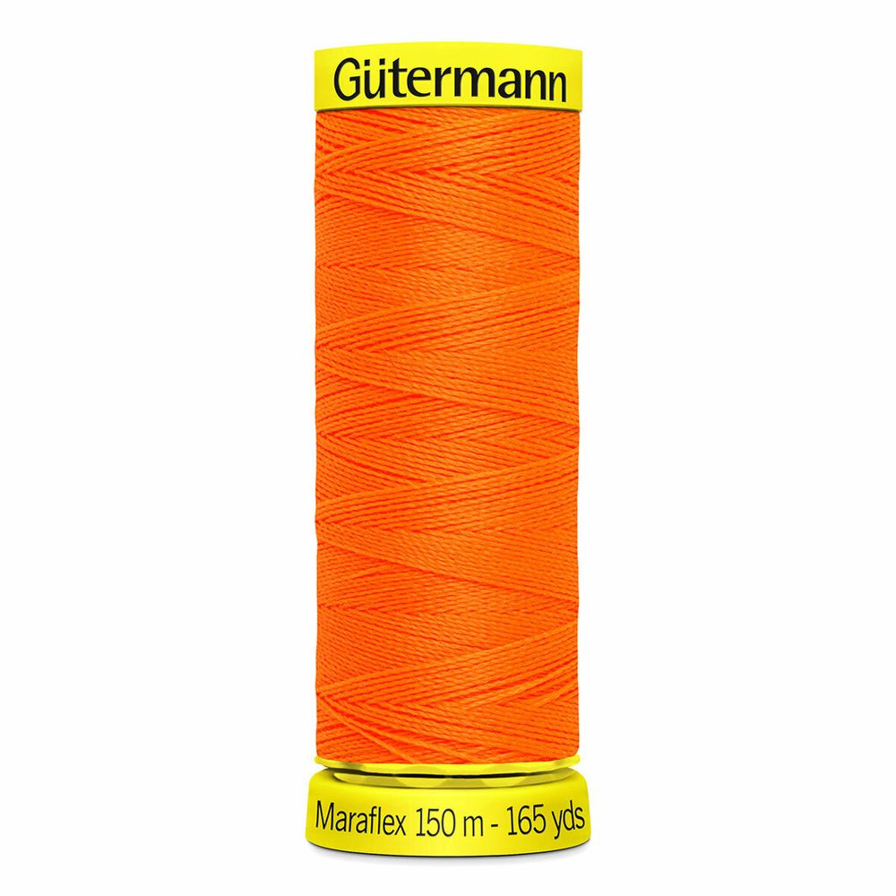 Нитки для трикотажа Gutermann Maraflex, 150м, 3871 неоновый оранжевый, 5 катушек