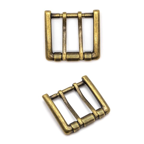 Пряжка ременная металл 40 мм (54х50 мм), с 2-мя язычками, металл, латунь BIG, 2 шт, 69969, BIG