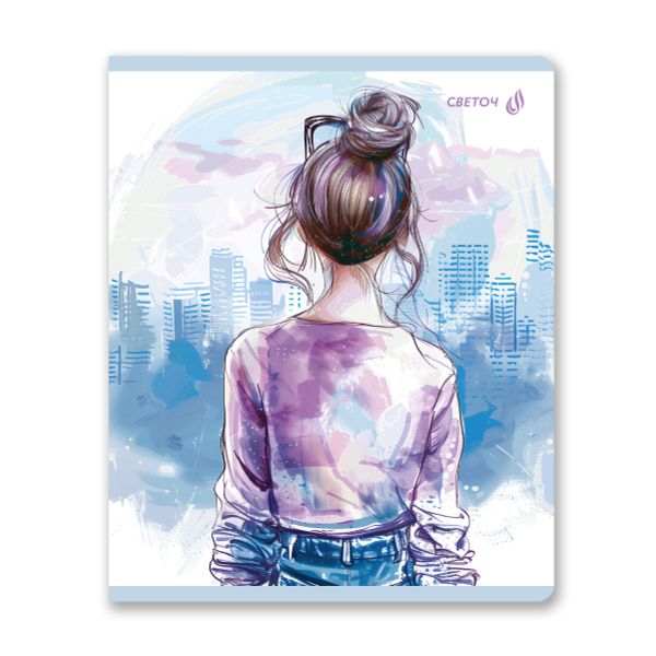 Тетрадь ученическая общая, выборочный лак, A5+ 80 л. на скобе 65 г/м², белизна 100 %, 5 шт, клетка, 01127 Оглянись!, Светоч Т81