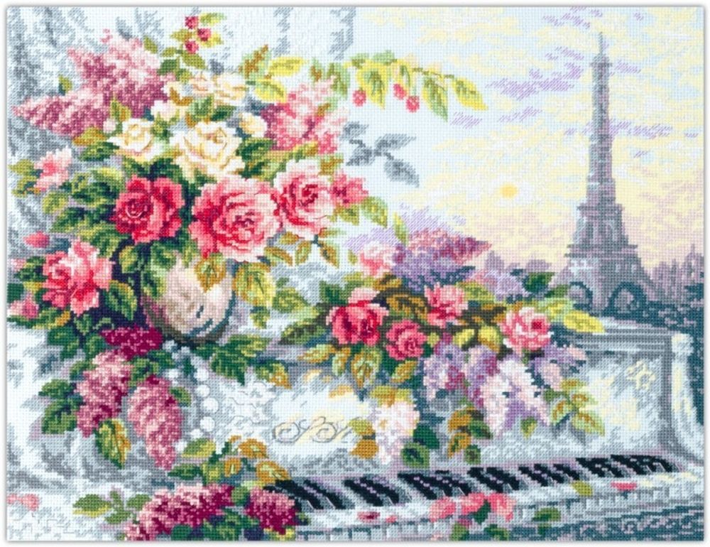 Набор для вышивания нитками Чудесная игла Premium, Мелодии Парижа 40х31 см