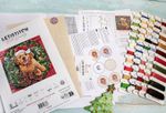 Набор для вышивания нитками LetiStitch, Рождественский щенок, 26х26 см