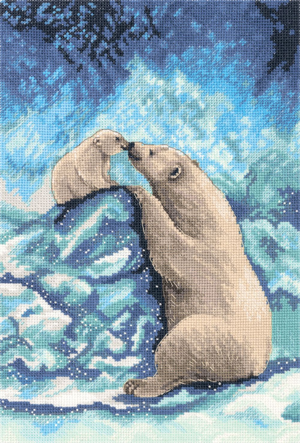 Набор для вышивания нитками Panna, Мишки на Севере, 18х27 см