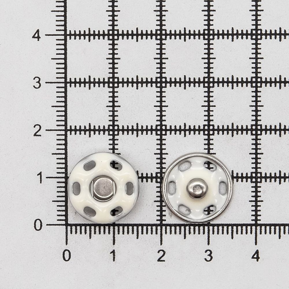 Кнопка пришивная металл ⌀15.0 мм, никель / белый, 10 шт, КПР6