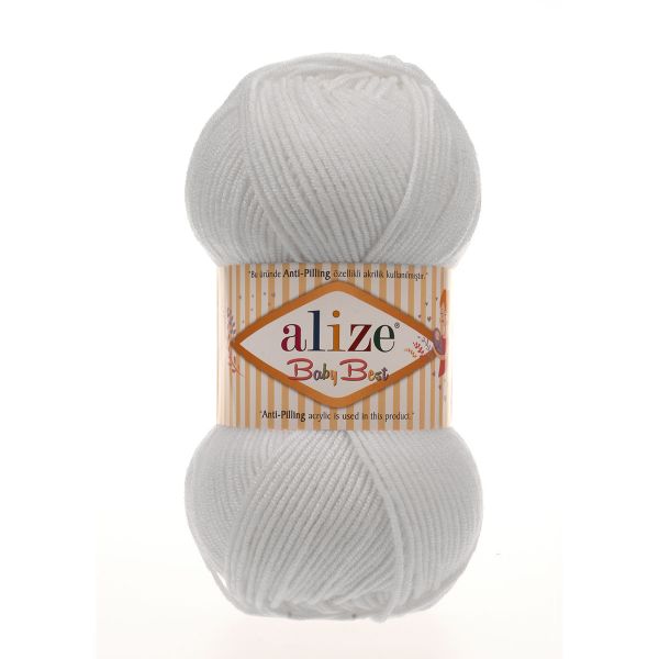 Пряжа Alize (Ализе) Baby Best / уп.5 мот. по 100 г, 240м, 055 белый A