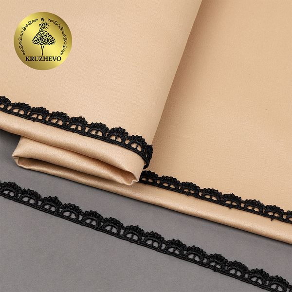 Кружево гипюр (плетёное) 10 мм / 9 метров, TR.8G8008, 03 черный