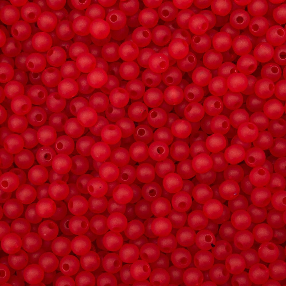 Бусины пластик ⌀6 мм, 500 г, полупрозначные матовые, CS049 красный, 7728462