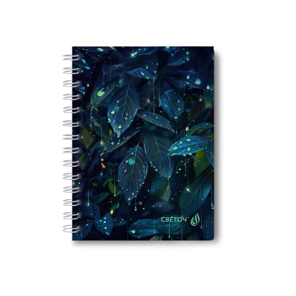 Записная книжка с твердым переплетом, глянцевая ламинация, на гребне A6 120 л. 4 шт клетка, Мелодия дождя 01591, ЗК226 Светоч