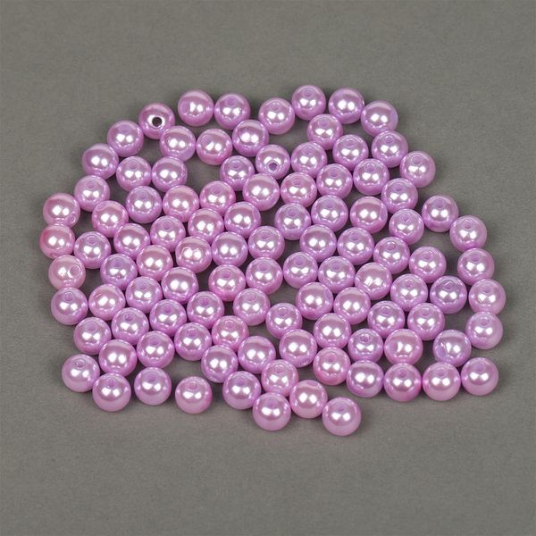 Бусины пластик (перламутр) ⌀10 мм, цв.092 сиреневый, уп.500г (960 шт), Magic4Hobby