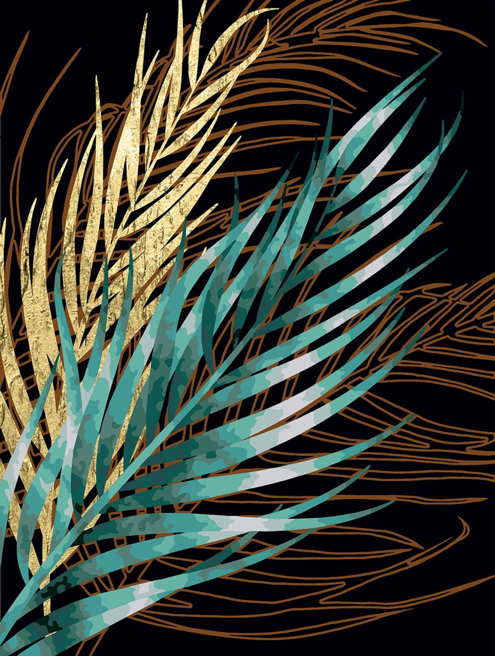 Картина по номерам Фрея PNB/PMPT-224, Пальмовые ветви. Часть 2, (с поталью) 40х30 см