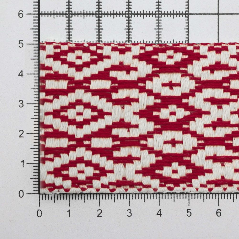 Лента для поясов 50 мм / 25 метров, рис. 9547 (белый/красный) С3798Г17