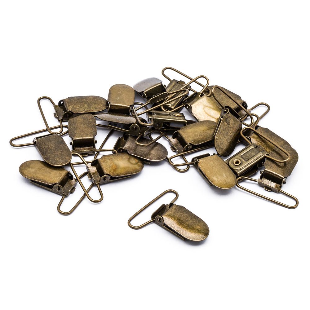 Клипса для подтяжек гладкая 35.0 мм, металл, уп.20 шт, New Star, антик