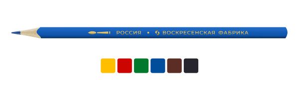 Карандаш акварельный в наборе, 3-гранные, заточенный 8х6 цв, ВКФ MP-WCP-1006