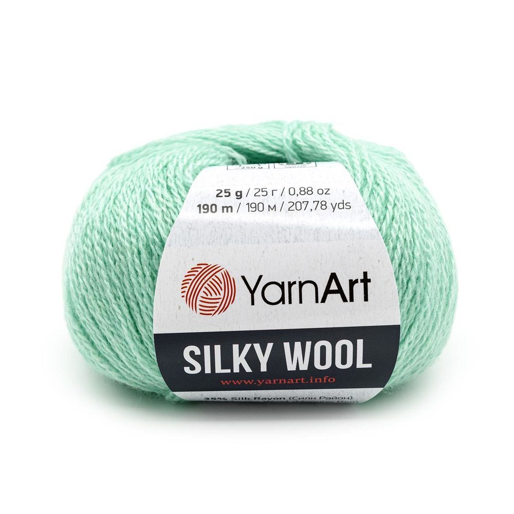 Пряжа YarnArt (ЯрнАрт) Silky Wool / уп.10 мот. по 25 г, 190м, 340 мятный