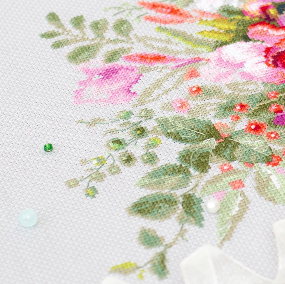 Набор для вышивания нитками Чудесная игла, Букет с амариллисом 36х27см