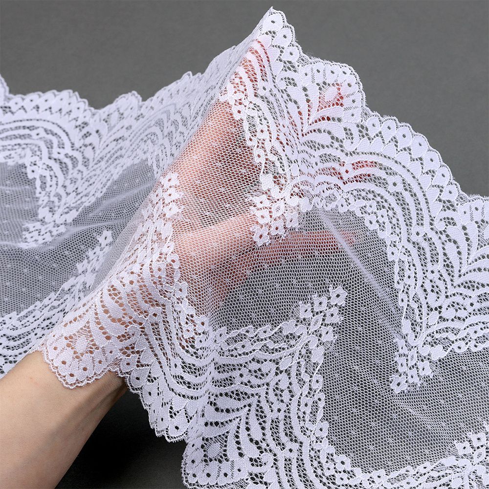 Кружево бельевое эластичное 230 мм / 10 м, 8036, цв.01 белый, Kruzhevo