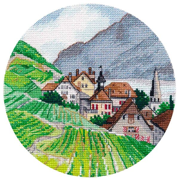 Набор для вышивания нитками Овен, Миниатюра. Альпы 15х15см