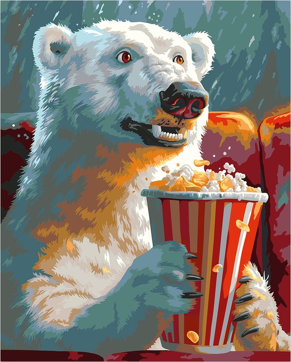 Картина по номерам Фрея PNB/PL-335, Мишка в кино, 50х40 см