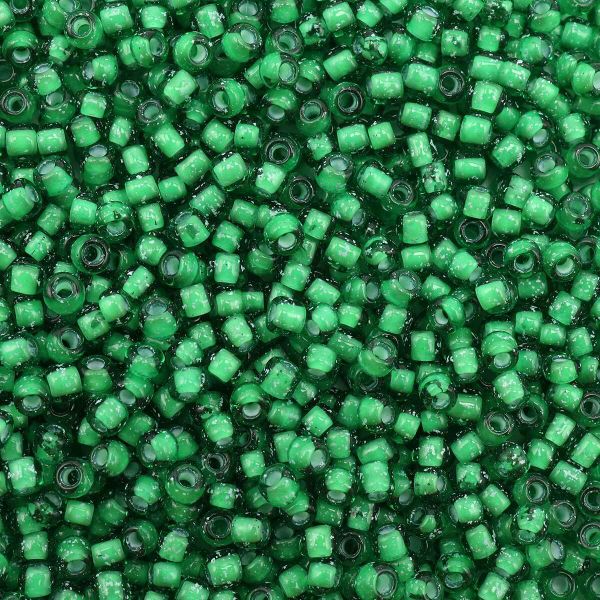 Бисер Astra&Craft 11/0 (2.1 мм), 200 г (10х20 г), цв. 23А-4 т. зеленый/прозрачный с цветным центром