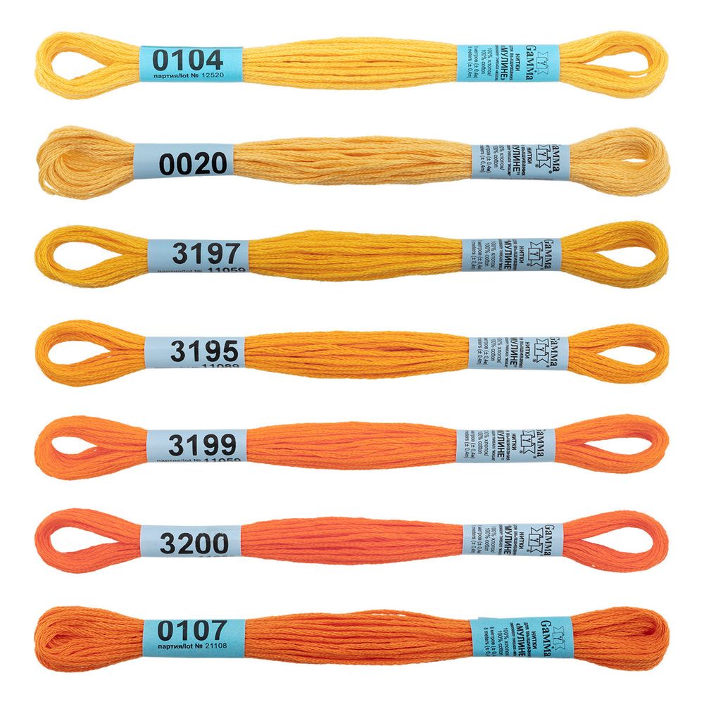 Мулине Gamma набор Спектр, цв.mandarin, 7 мотков по 8 метров
