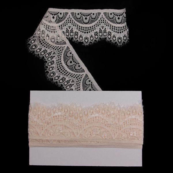 Кружево эластичное (стрейч) 60 мм / 13.71 метра, C571 молочный