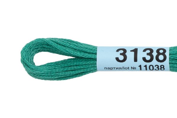 Мулине Gamma 100% хлопок, цв.3138 зеленый, 24 мотка по 8 метров