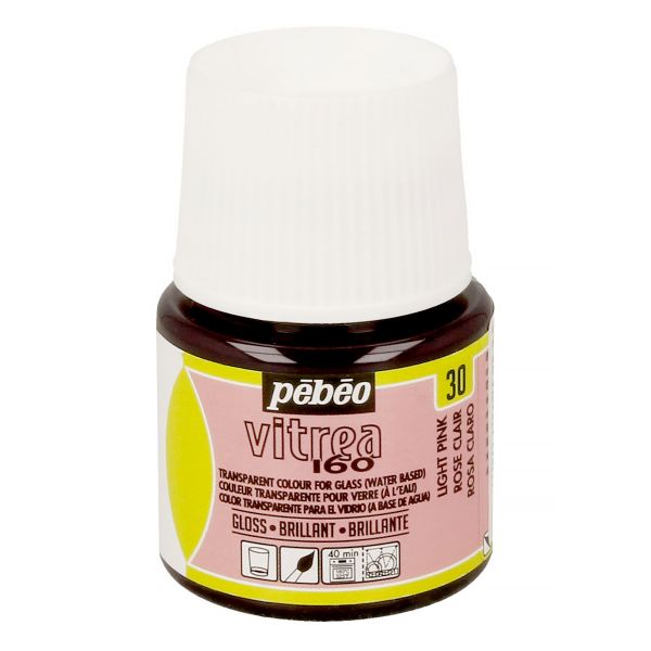Краска по стеклу (под обжиг) глянцевая Vitrea 160, 45 мл, 111030 св.розовый, Pebeo