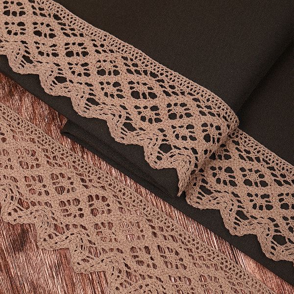Кружево вязаное (тесьма) 50 мм / 3 метра, хлопок, TBY.1003, F294 капучино