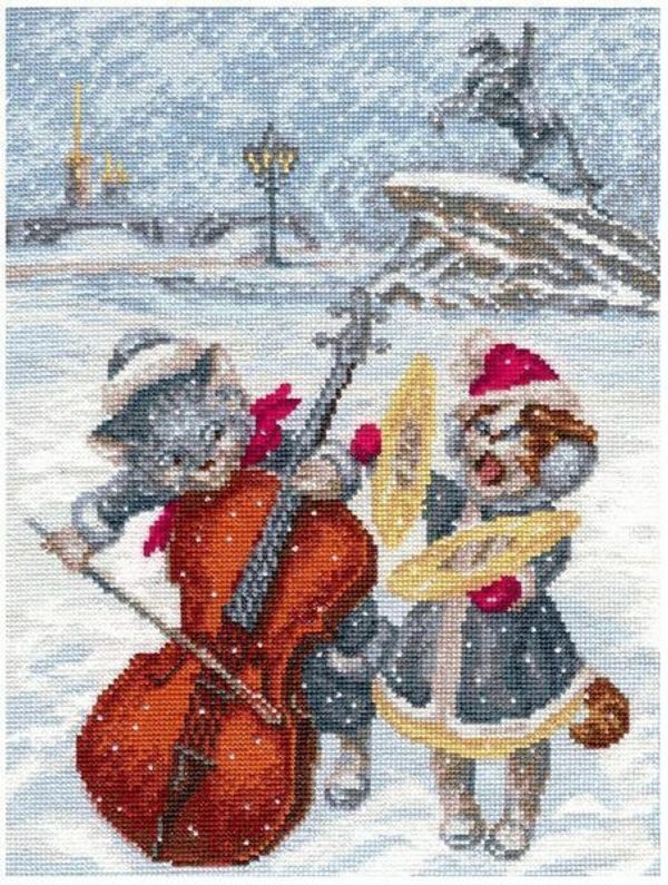 Набор для вышивания нитками Палитра, Питерские музыканты 20х27 см