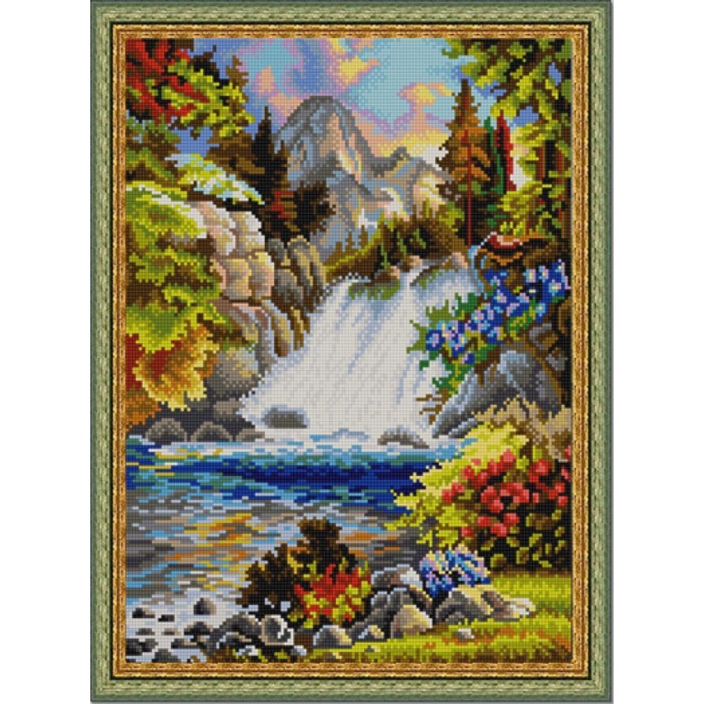 Рисунок для вышивания бисером Конек (ткань), 9905 У водопада 29х39 см