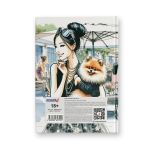 Бизнес-блокнот, мат.ламин.+выбор.лак, блок кремовый, ББ246 евроформат (14.4х20.3х1.6 см) 64 л. 4 шт французская клетка, Дама с собачкой 01672, Светоч