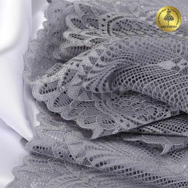 Кружево бельевое эластичное 190 мм / 3 метра, TBY.30200, цв.17 серый, Kruzhevo