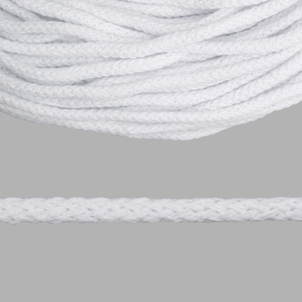 Шнур круглый х/б ⌀5.0 мм / 100 метров, цв.отбеленный