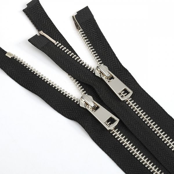 Молния металл Т5 (5 мм) 2 зам., разъем., 110 см, никель, титан, цв.F322 черный, 10 шт, Mzipp
