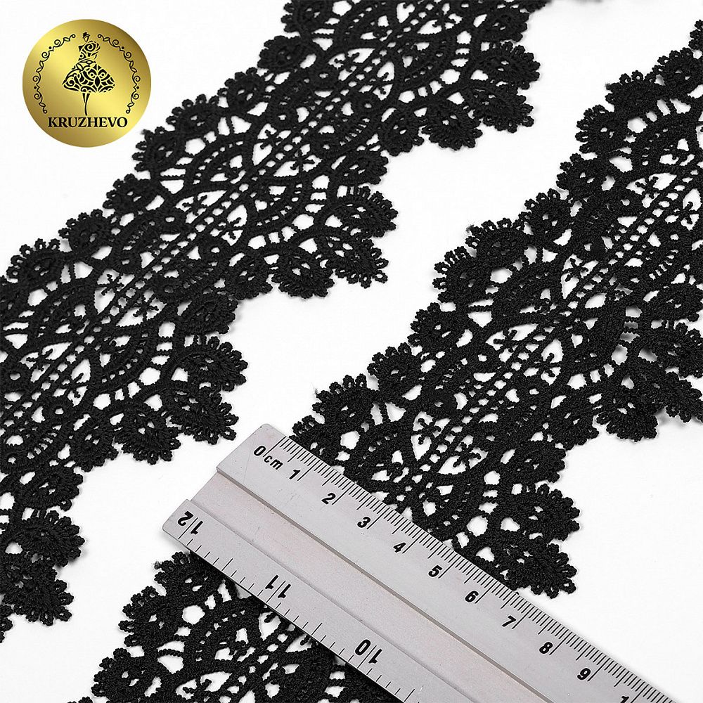 Кружево гипюр (плетёное) 70 мм / 4.5 метра, TBY.SUN.11, цв.черный