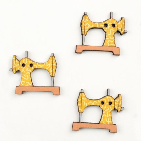 Украшения декоративные пуговицы желтые (швейные машинки), Aurora, 1 шт, AU-B4849