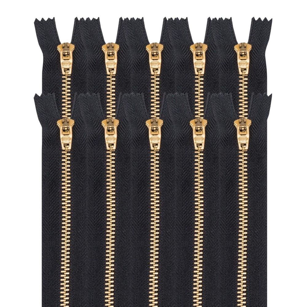 Молния металл джинсовая Т5 (5 мм) 1 зам., н/раз., 16 см, черный, 39092/16-3, 10 шт