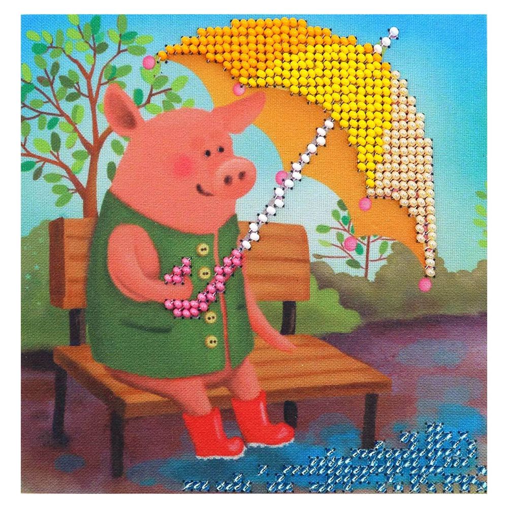 Набор для вышивания бисером Бисеринка, Под зонтиком 12х12см