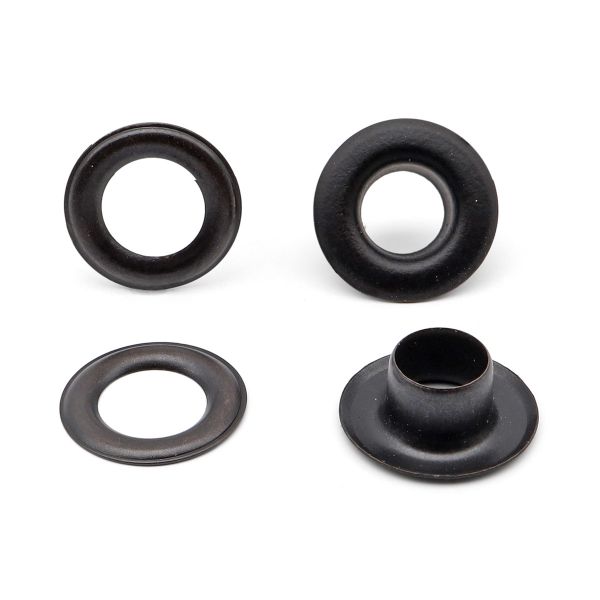 Люверсы металл ⌀_7.3 мм (внутр.), h5.41 мм (внутр.), сталь, черная резина (уп.≈100 шт) New Star