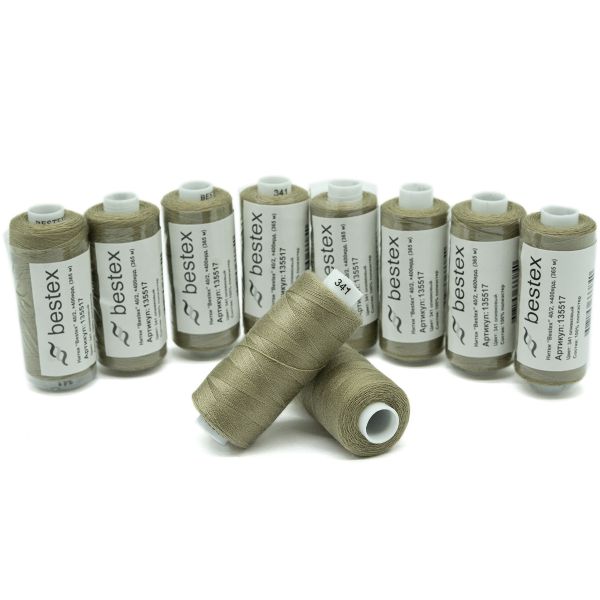 Нитки швейные бытовые Bestex 40/2, 365 м (400 ярд) / 10 кат., 341 древесный бежевый