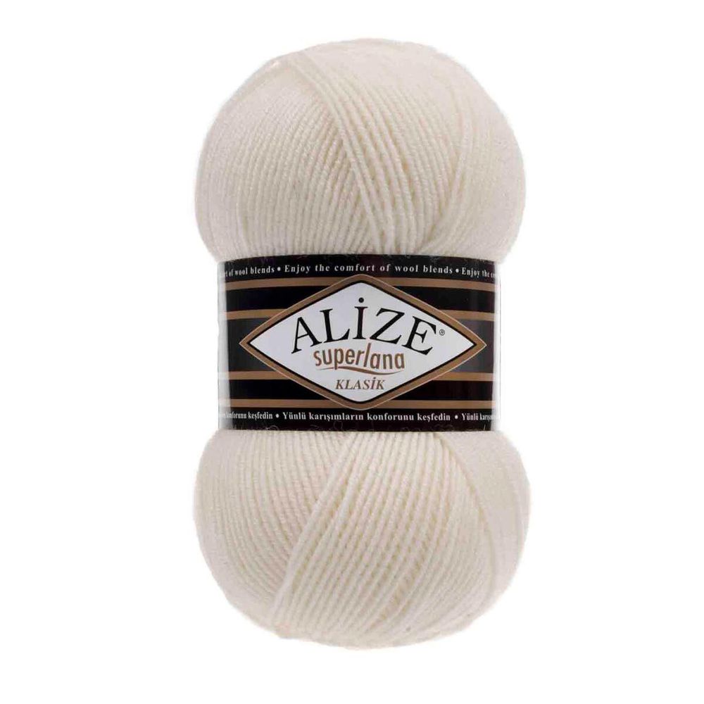 Пряжа Alize (Ализе) Superlana klasik / уп.5 мот. по 100 г, 280м, 062 молочный A
