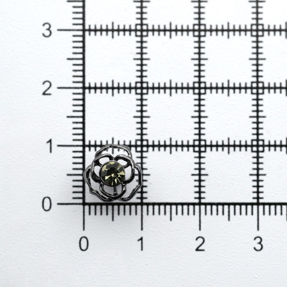 Пуговицы на ножке 16L (10мм) со стразом, металл (Pewter олово (черный никель)), 36 шт, ME 625