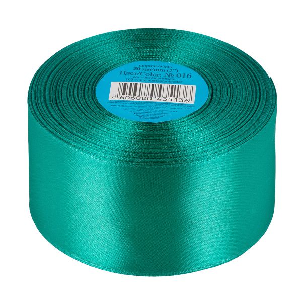 Лента атласная 1-сторонняя 50.0 мм / 33±2 метра, 016 изумруд, Gamma