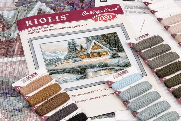 Набор для вышивания нитками Риолис, Зимний пейзаж, 38х26 см