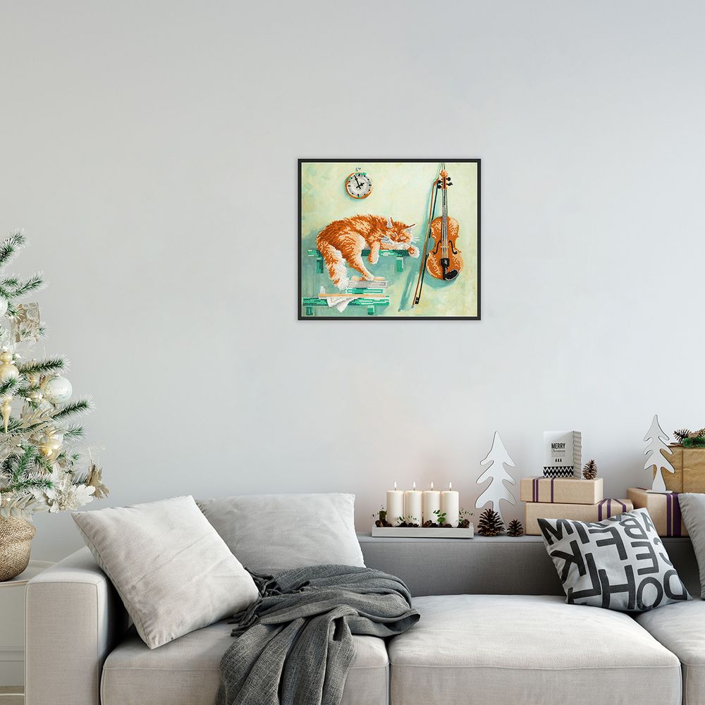 Алмазная (кристальная) мозаика Фрея, Кот и скрипка, 40х35 см