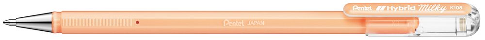 Ручка гелевая Pentel Hybrid Milky пастельная ⌀0.8 мм, K108-PF оранжевые чернила