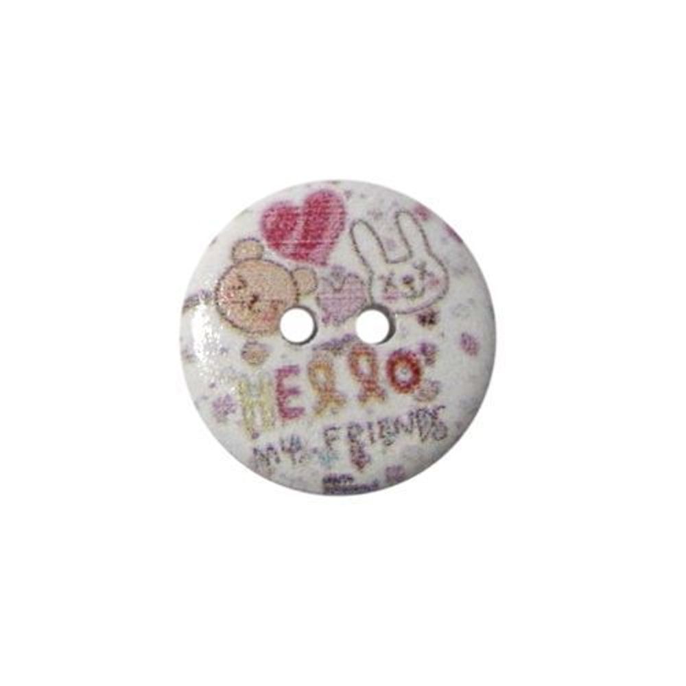 Пуговицы деревянные Разное 18мм (Надпись Hello, friends), 100 шт