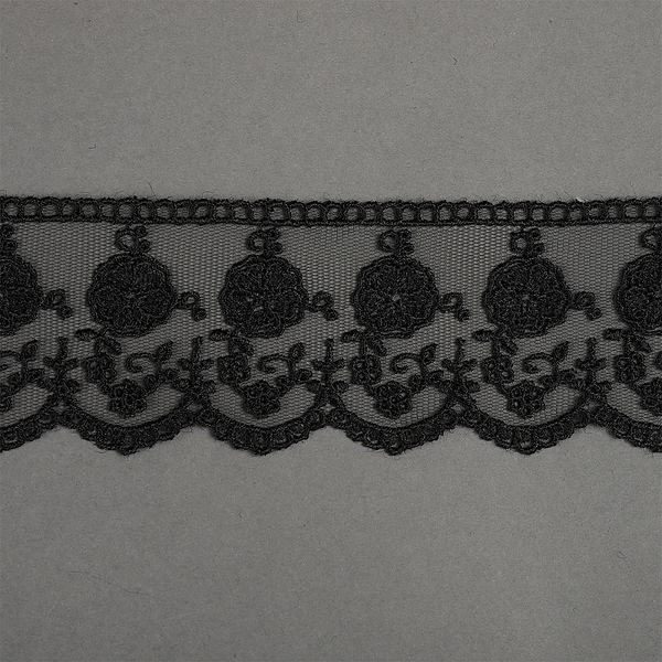 Кружево на сетке 60 мм, диз. 859, цв.03 черный, уп. 9 м, Kruzhevo