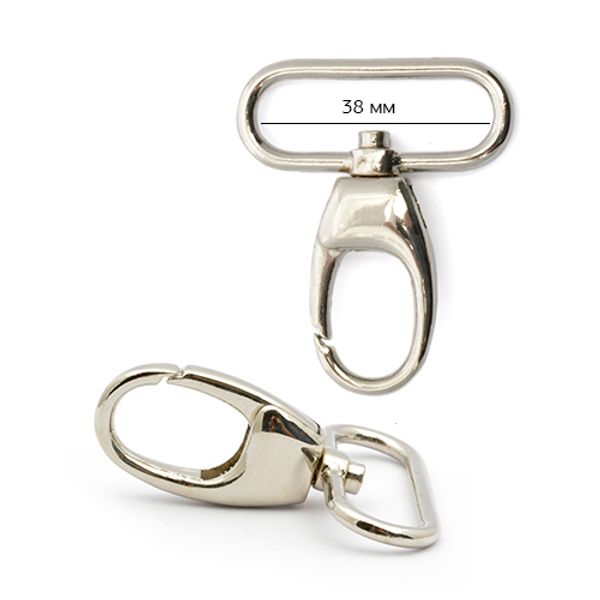 Карабин металл 38.0 мм (in), AX03.5, цв. никель уп. 10 шт