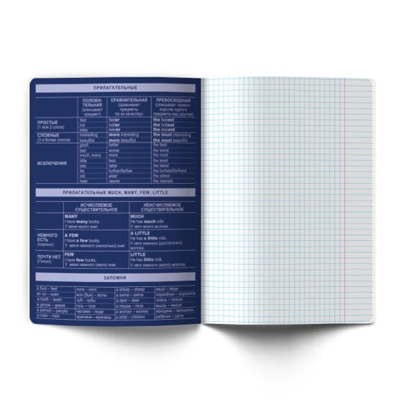 Тетрадь со справочным материалом Золотые главы, тисн.золот.фольгой, A5 48 л. на скобе 65 г/м², белизна 100% 10 шт клетка, 01848 Золотые главы Английский язык, Светоч Т286